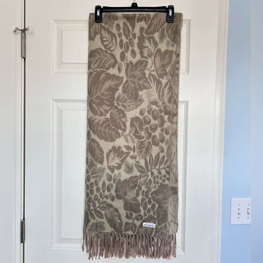 Bloomingdale's Taupe and Cream Floral Fringe Scarf